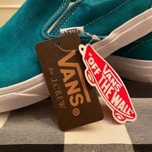 Vans for J. Crew Teal Suede Slip-Ons - Size 10